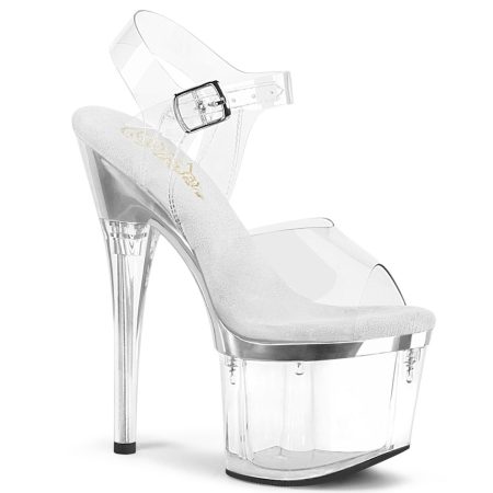 Zapatilla Pleaser Esteem Transparente Linea Cromada