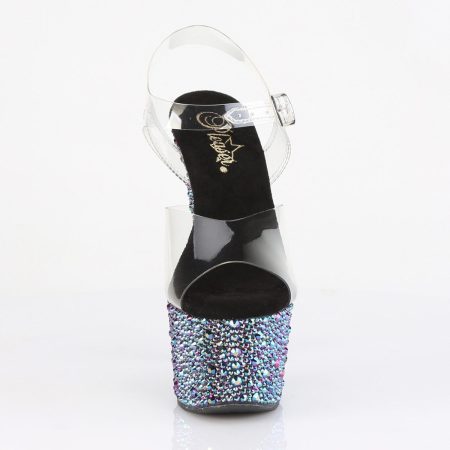 Zapatilla Pleaser Bejeweled Azul con Piedras Relieve - Imagen 3