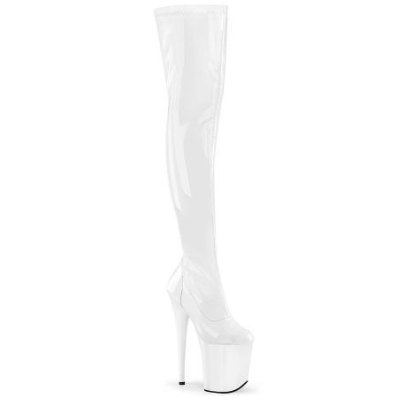 Bota Alta Pleaser Flamingo Blanca Lisa